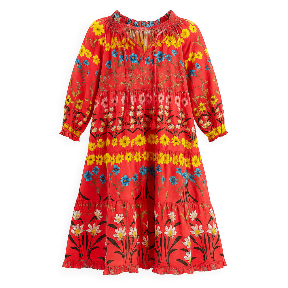 Cara Cara Floral Long Sleeve Dress Size Girls 8